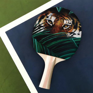 Pala De Ping Pong Hojas de la selva verde tigre