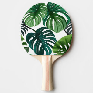 Pala De Ping Pong Hojas de Monstera Acuarela Botánica Moderna
