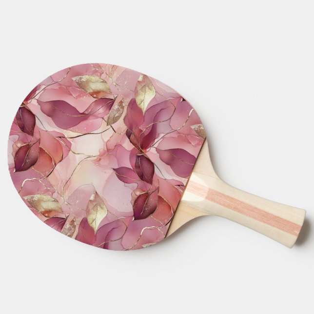 Pala De Ping Pong Hojas de oro rosadas de Rubor (Lateral)