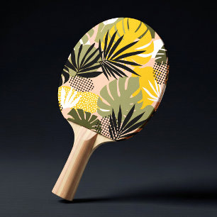 Pala De Ping Pong Hojas Tropicales Abstractas Modernas y Lunares