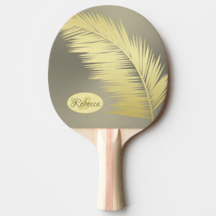 Pala De Ping Pong Hojas tropicales doradas Monograma