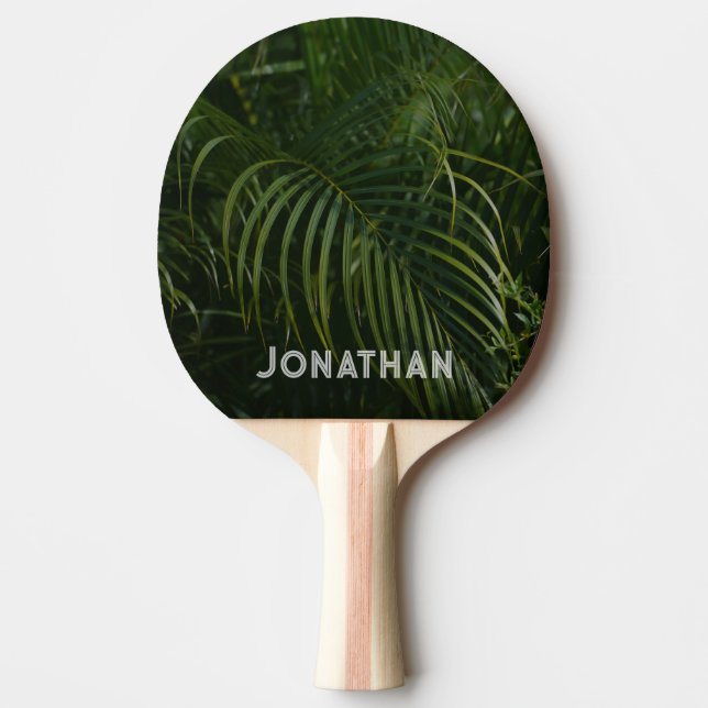 Pala De Ping Pong Hojas verdes tropicales personalizadas (Anverso)