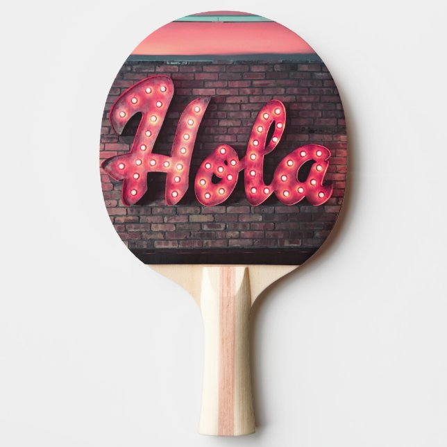 Pala De Ping Pong Hola español Hola Rótulo Neon (Anverso)