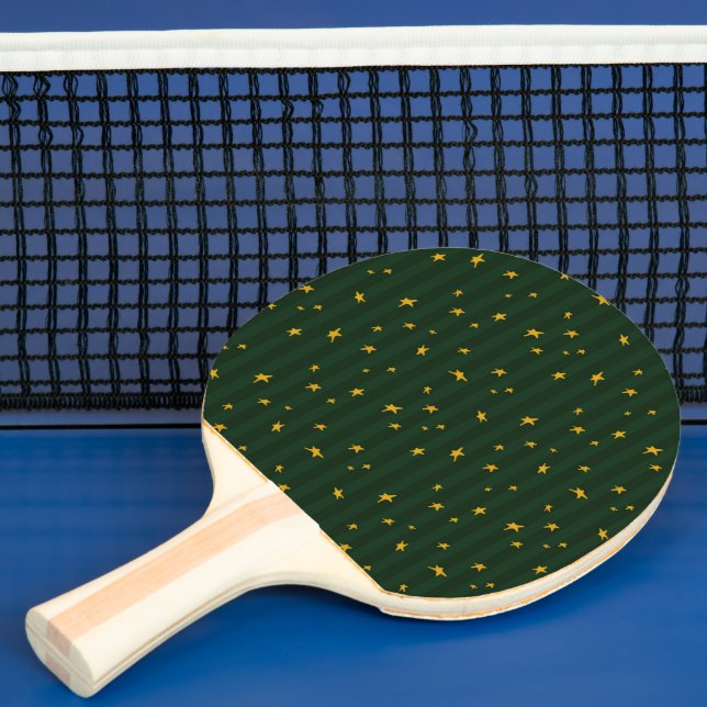 Pala De Ping Pong Holiday Green Yellow Stripe Star Christmas  (in situ)