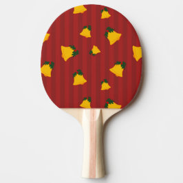 Pala De Ping Pong Holiday Red Gold Stripe Bells Christmas