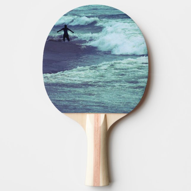 Pala De Ping Pong Hombre en las olas del mar (Anverso)