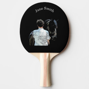 Pala De Ping Pong Hombre sosteniendo caballo oscuro Ping Pong Paddle