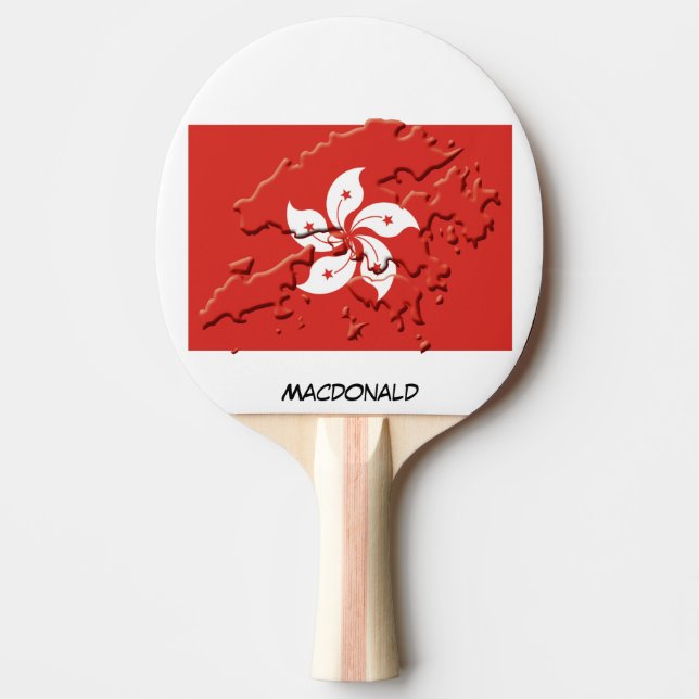 Pala De Ping Pong HONG KONG FLAG & MAP personalizado (Anverso)