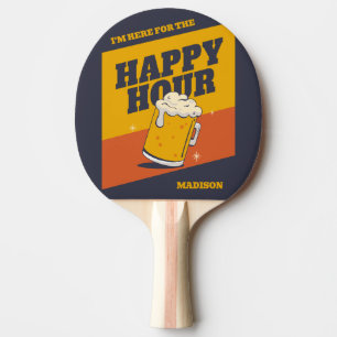 Pala De Ping Pong Hora feliz de texto de personalizado