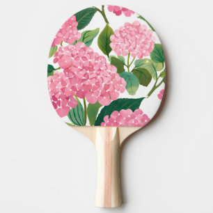 Pala De Ping Pong Hortensia Rosa Acuarela Floral Costera