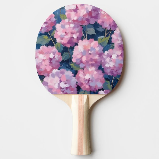 Pala De Ping Pong Hortensias Florales Rosa Rubor (Anverso)
