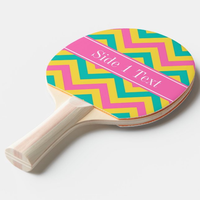 Pala De Ping Pong HotPink2 Verde azulada Pineapple LG Chevron Name M (Ángulo frontal)