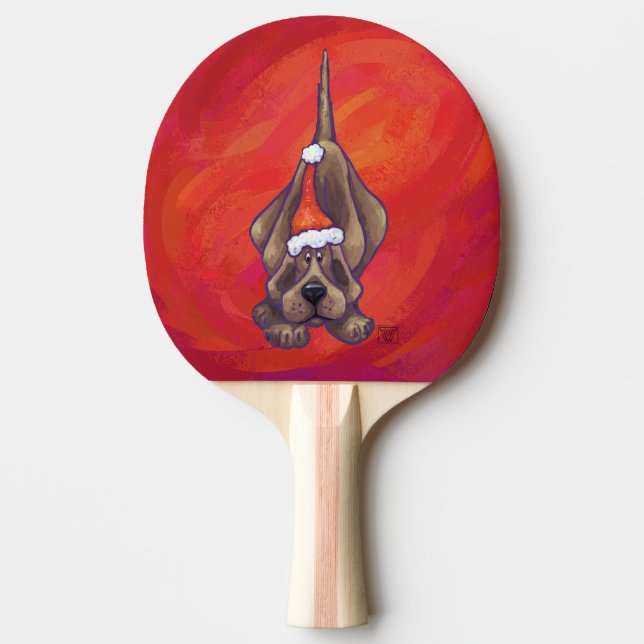 Pala De Ping Pong Hound Dog Navidades En Rojo (Anverso)
