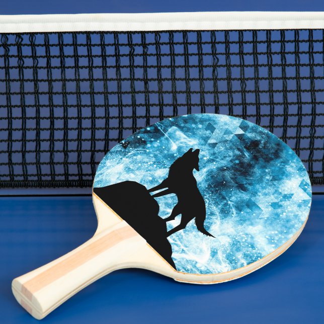 Pala De Ping Pong Howling Wolf Winter humo azul de nieve Resumen (in situ)