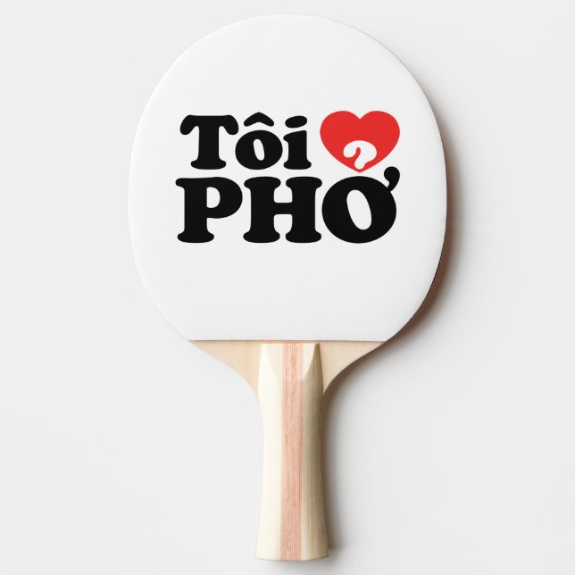 Pala De Ping Pong I Heart (Love) Pho (Tôi + PHỞ) Idioma Vietnamita (Anverso)