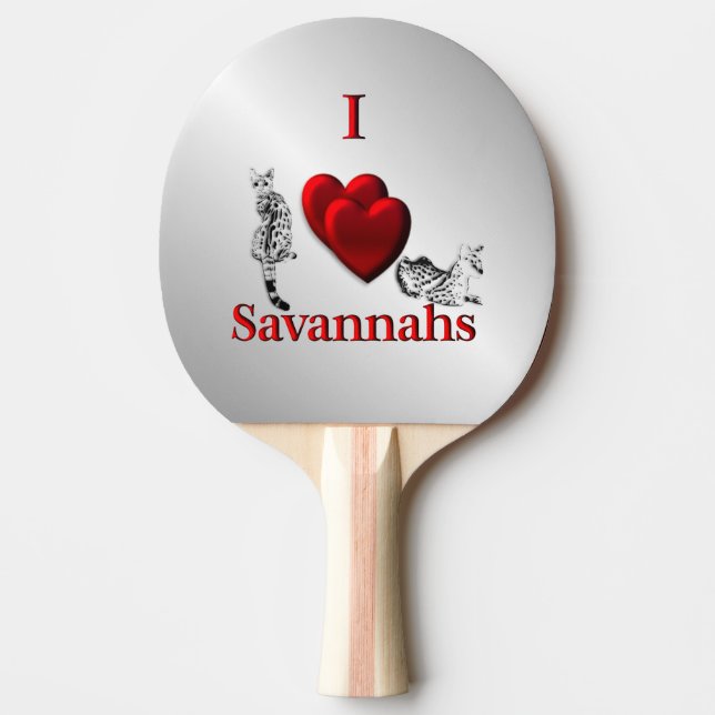 Pala De Ping Pong I Heart Savannah Cat Silver (Anverso)