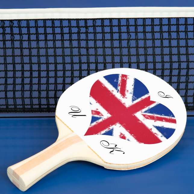 Pala De Ping Pong I Heart UK England Bandera británica (in situ)