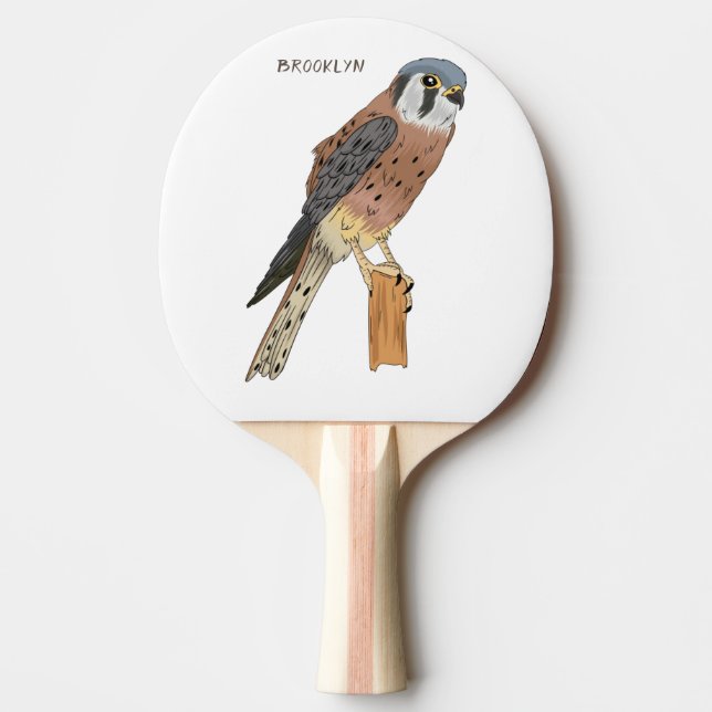 Pala De Ping Pong Ilustracion americano de aves de Kestrel (Anverso)