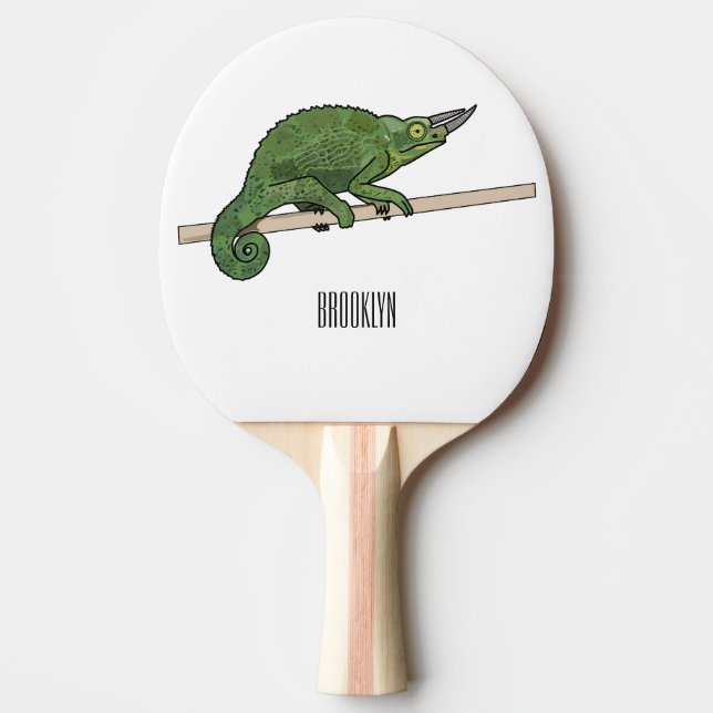Pala De Ping Pong Ilustracion chameleon personalizado de Jackson (Anverso)