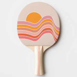 Pala De Ping Pong Ilustracion de amanecer estilo retro