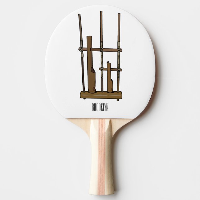 Pala De Ping Pong Ilustracion de Angklung personalizado (Anverso)