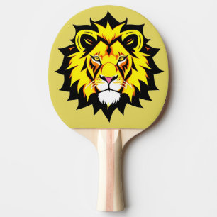 Pala De Ping Pong Ilustración de cabeza de león con detalles intrinc