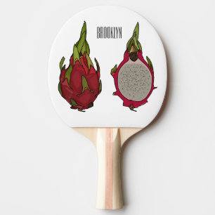 Pala De Ping Pong Ilustración de dibujos animados de fruta dragón