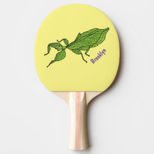 Pala De Ping Pong Ilustración de dibujos animados de insecto hoja ve