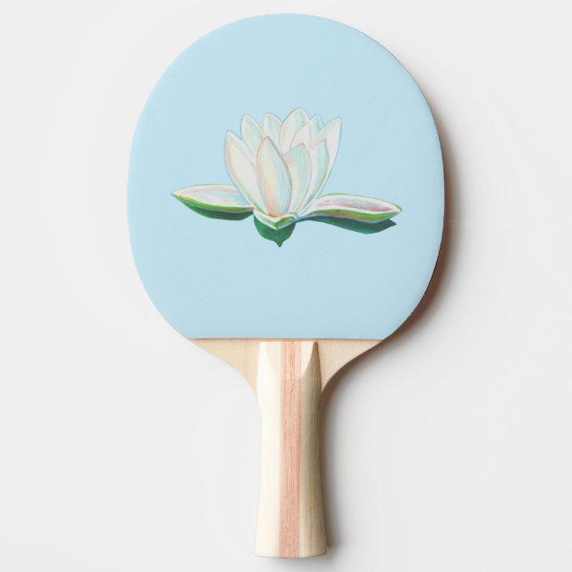 Pala De Ping Pong Ilustracion de flores de Lotus blanco (Anverso)
