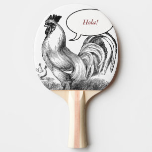 Pala De Ping Pong Ilustracion de gallo de época