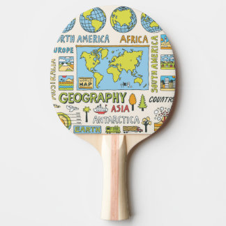 Pala De Ping Pong Ilustracion de geografía de época dibujado a mano