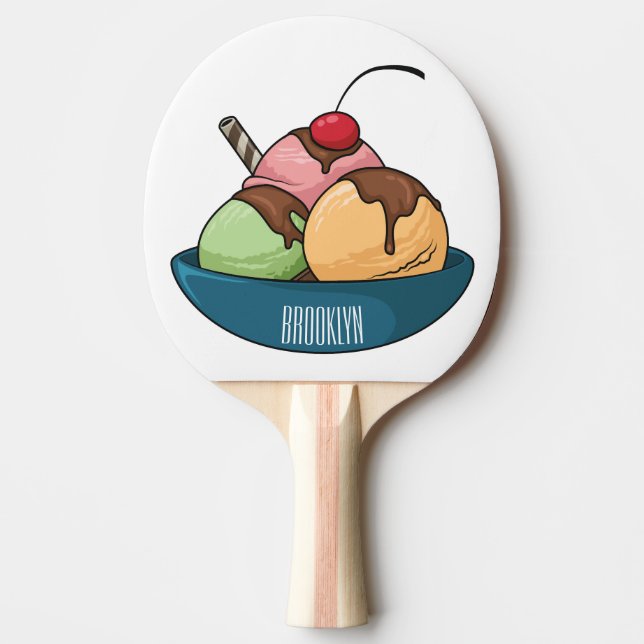 Pala De Ping Pong Ilustracion de helado personalizado (Anverso)