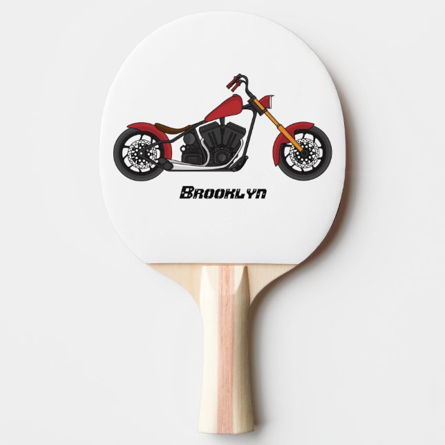 Pala De Ping Pong Ilustracion de motocicleta estilo helicóptero (Anverso)