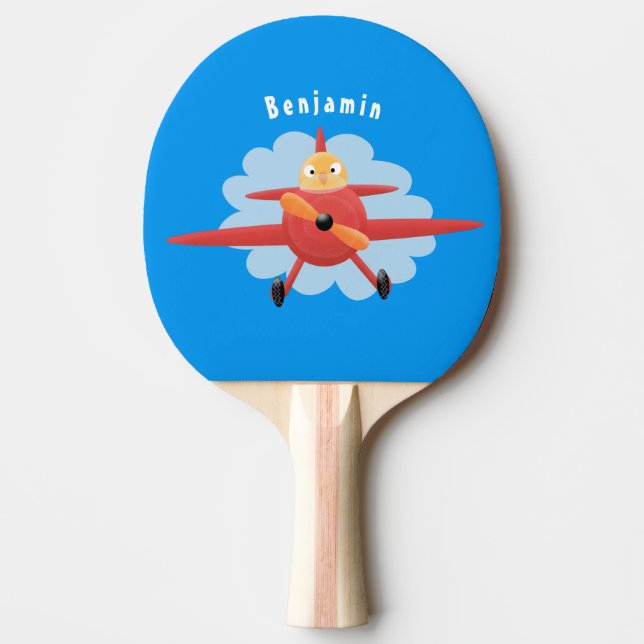 Pala De Ping Pong Ilustracion de personalizado de avión rojo que vue (Anverso)