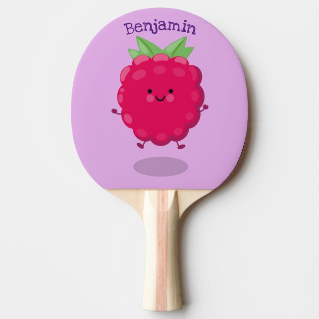 Pala De Ping Pong Ilustracion de personalizado de frambuesa alegre (Anverso)