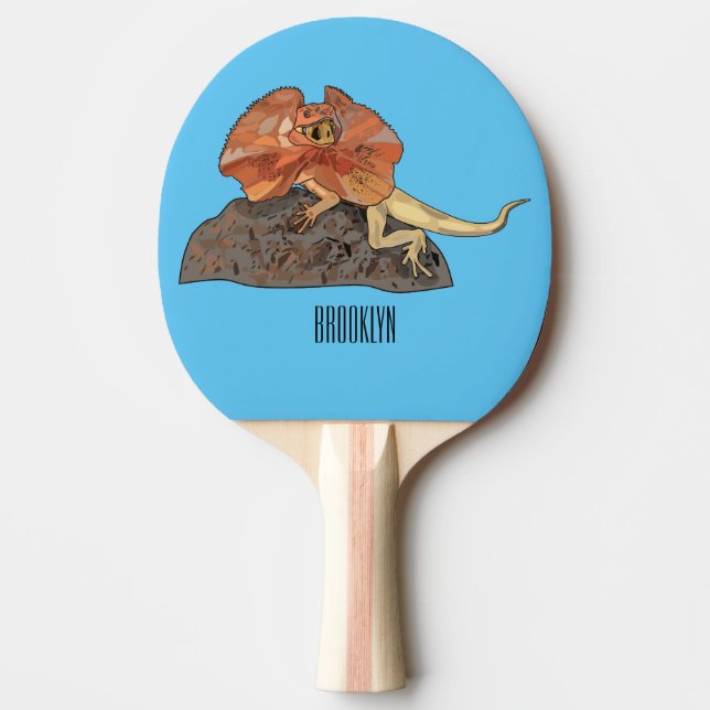 Pala De Ping Pong Ilustracion de personalizado de lagarto de cuello  (Anverso)