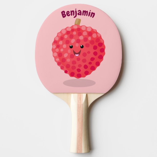 Pala De Ping Pong Ilustracion de personalizado de linché rosado (Anverso)