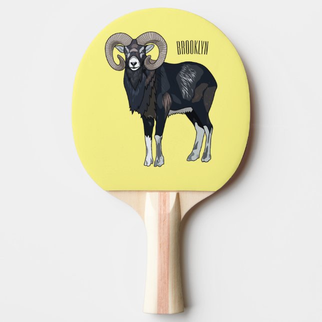 Pala De Ping Pong Ilustracion de personalizado de ovino Mouflon (Anverso)