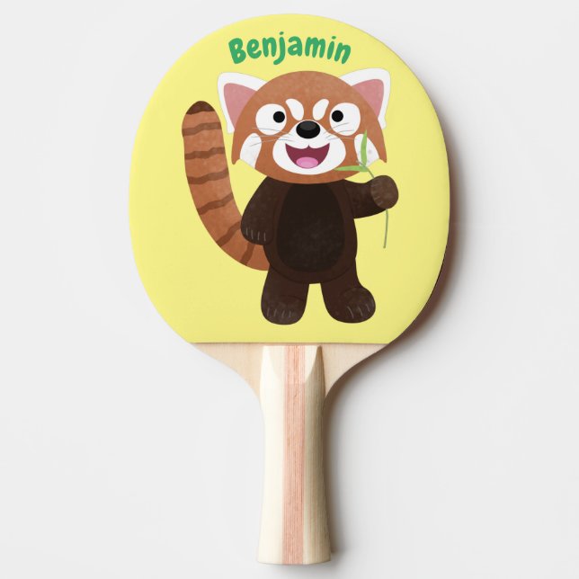 Pala De Ping Pong Ilustracion de personalizado de panda rojo (Anverso)
