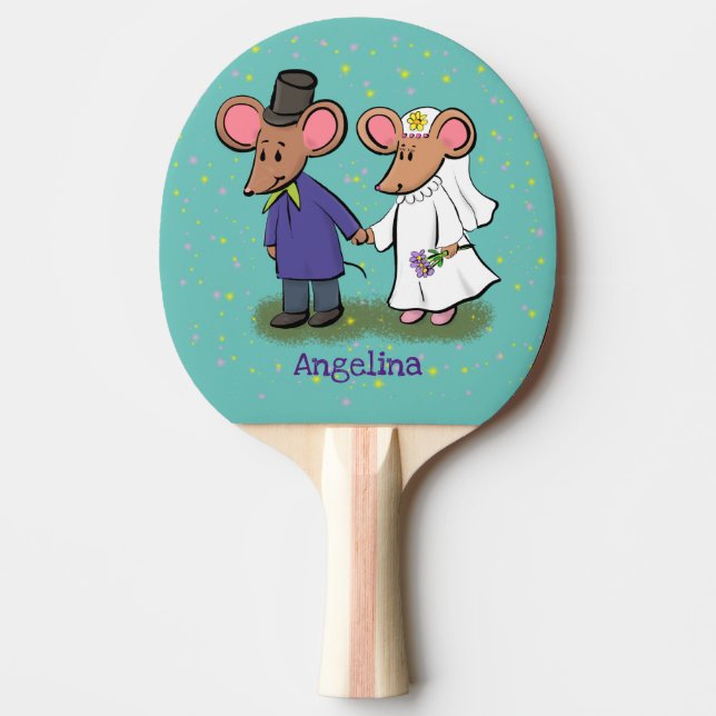 Pala De Ping Pong Ilustracion de personalizado de pareja de ratones (Anverso)