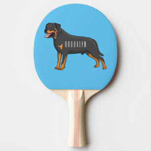 Pala De Ping Pong Ilustracion de personalizado de perro de Rottweile