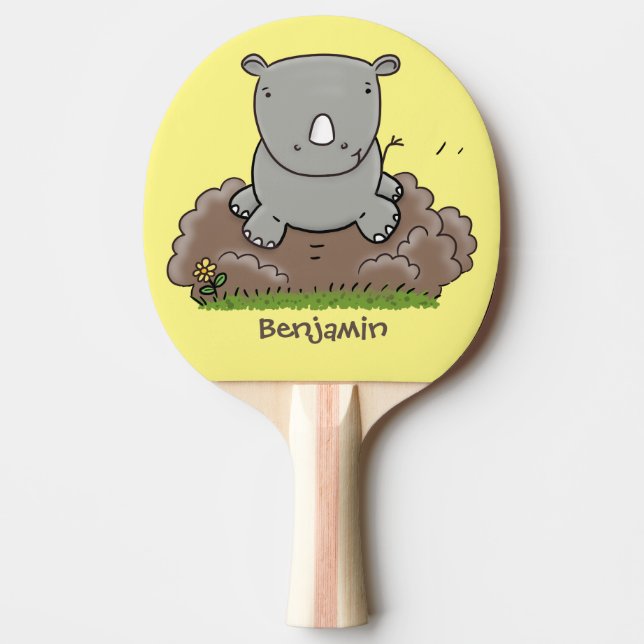 Pala De Ping Pong Ilustracion de personalizado de rinocerontes (Anverso)