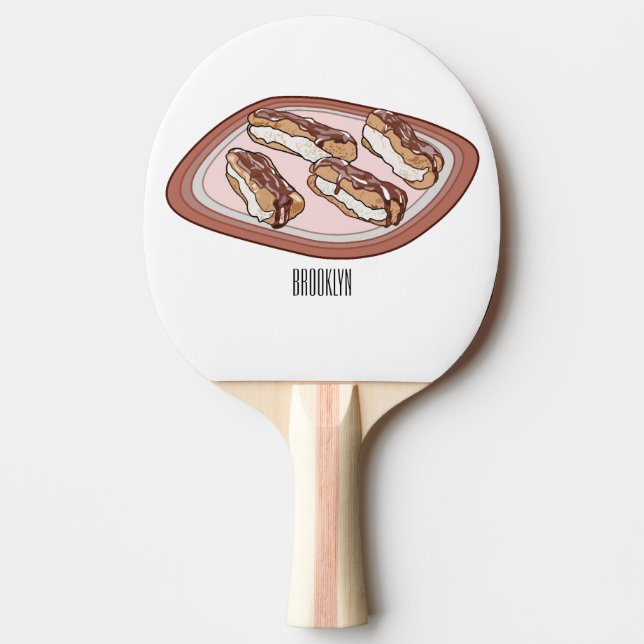 Pala De Ping Pong Ilustracion de personalizado eclair de chocolate (Anverso)