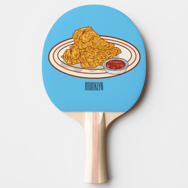 Pala De Ping Pong Ilustracion de pollo frito personalizado (Anverso)
