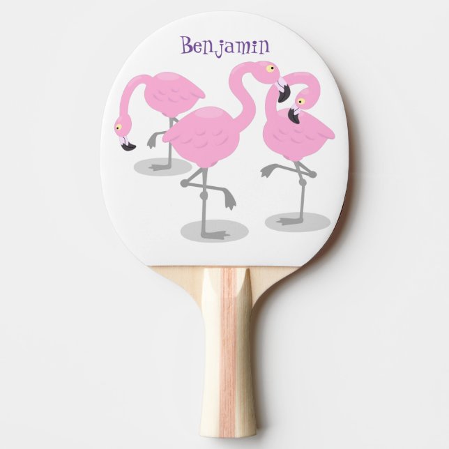 Pala De Ping Pong Ilustracion de trío de flamingo rosado (Anverso)