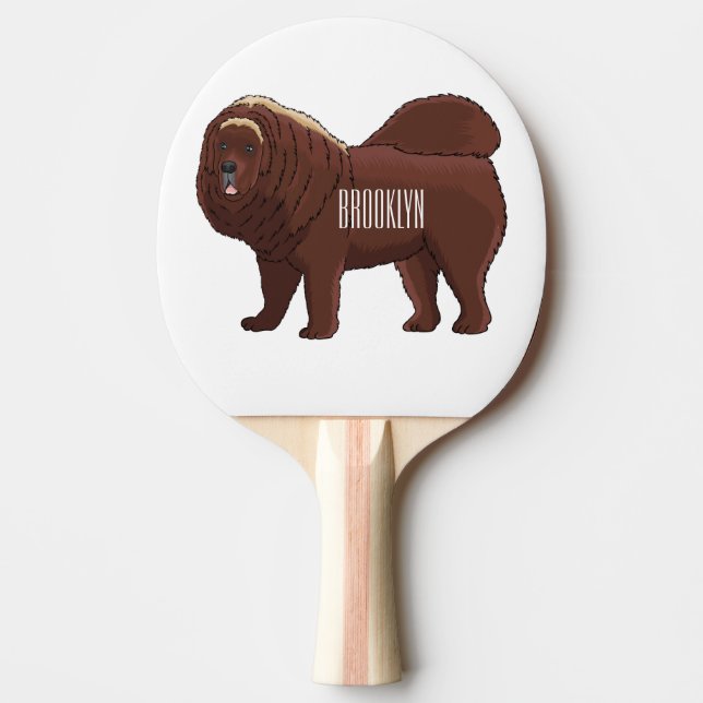 Pala De Ping Pong Ilustracion del personalizado tibetano Mastiff (Anverso)