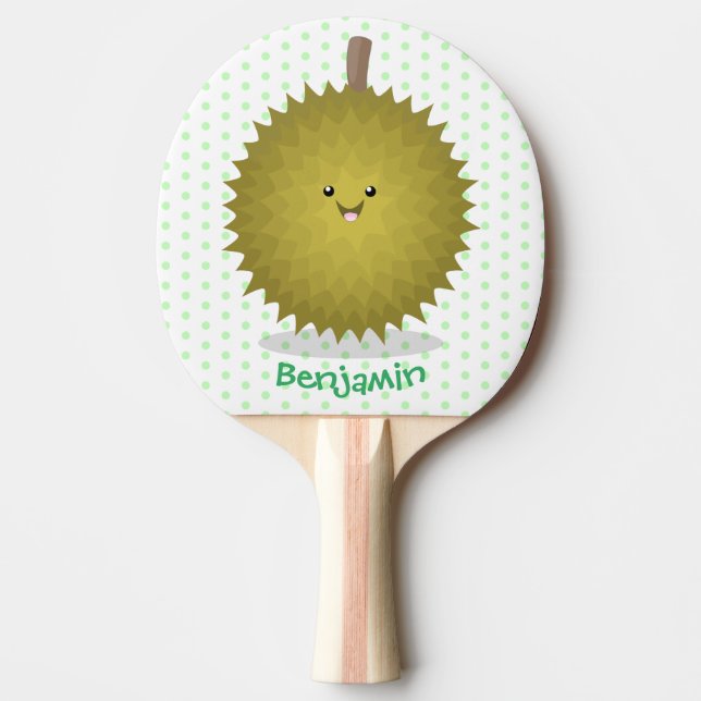 Pala De Ping Pong Ilustracion feliz personalizado duriano (Anverso)