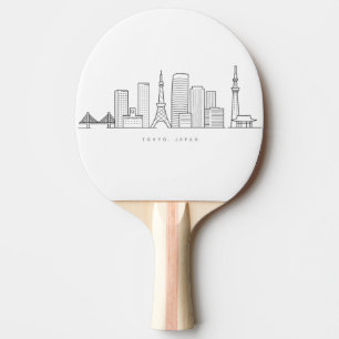 Pala De Ping Pong Ilustración minimalista del horizonte de Tokio