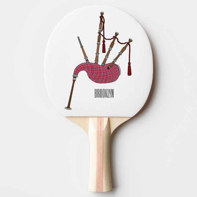 Pala De Ping Pong Ilustracion personalizado Bagpipes (Anverso)