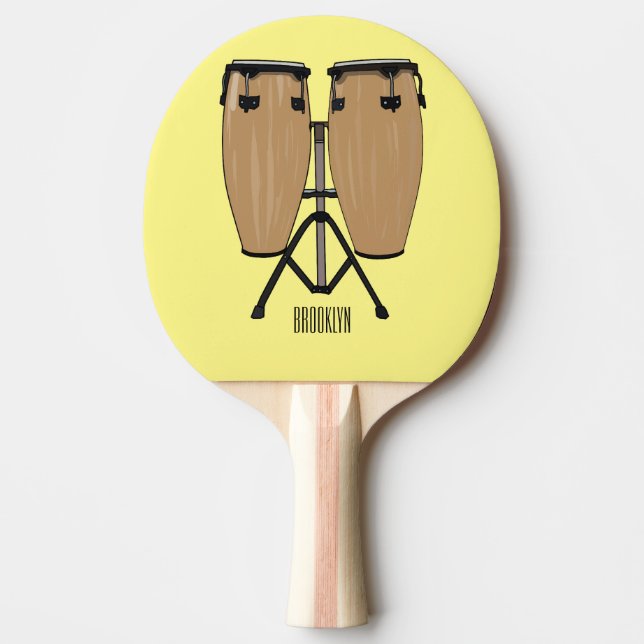 Pala De Ping Pong Ilustracion personalizado Bongo drum (Anverso)